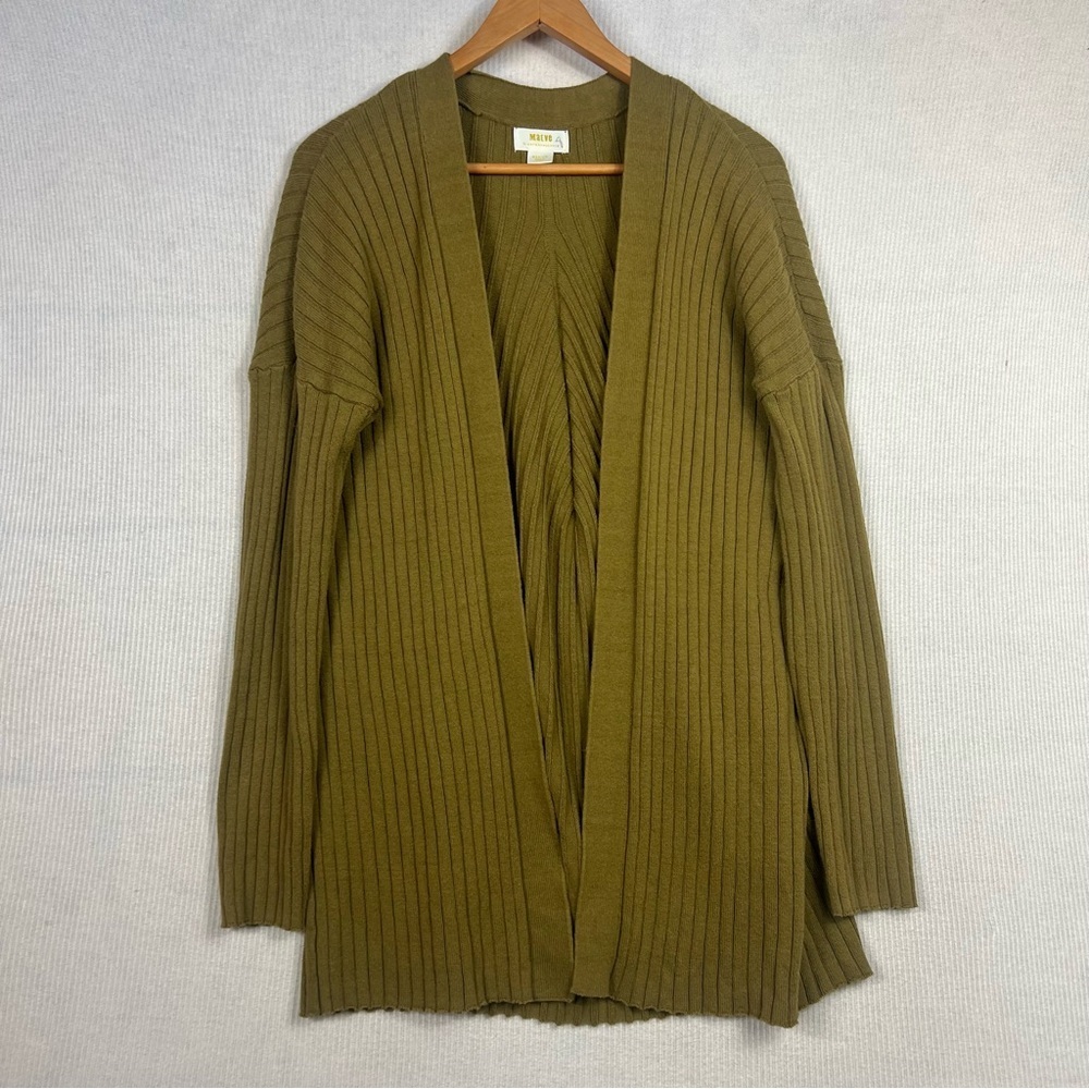 Maeve Olive Green Ribbed Open Cardigan